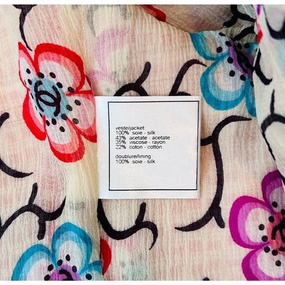 Chanel Red Coral Checkered Jacket Blazer Flower Lining FR 38 US 6 01S - Picture 8 of 13